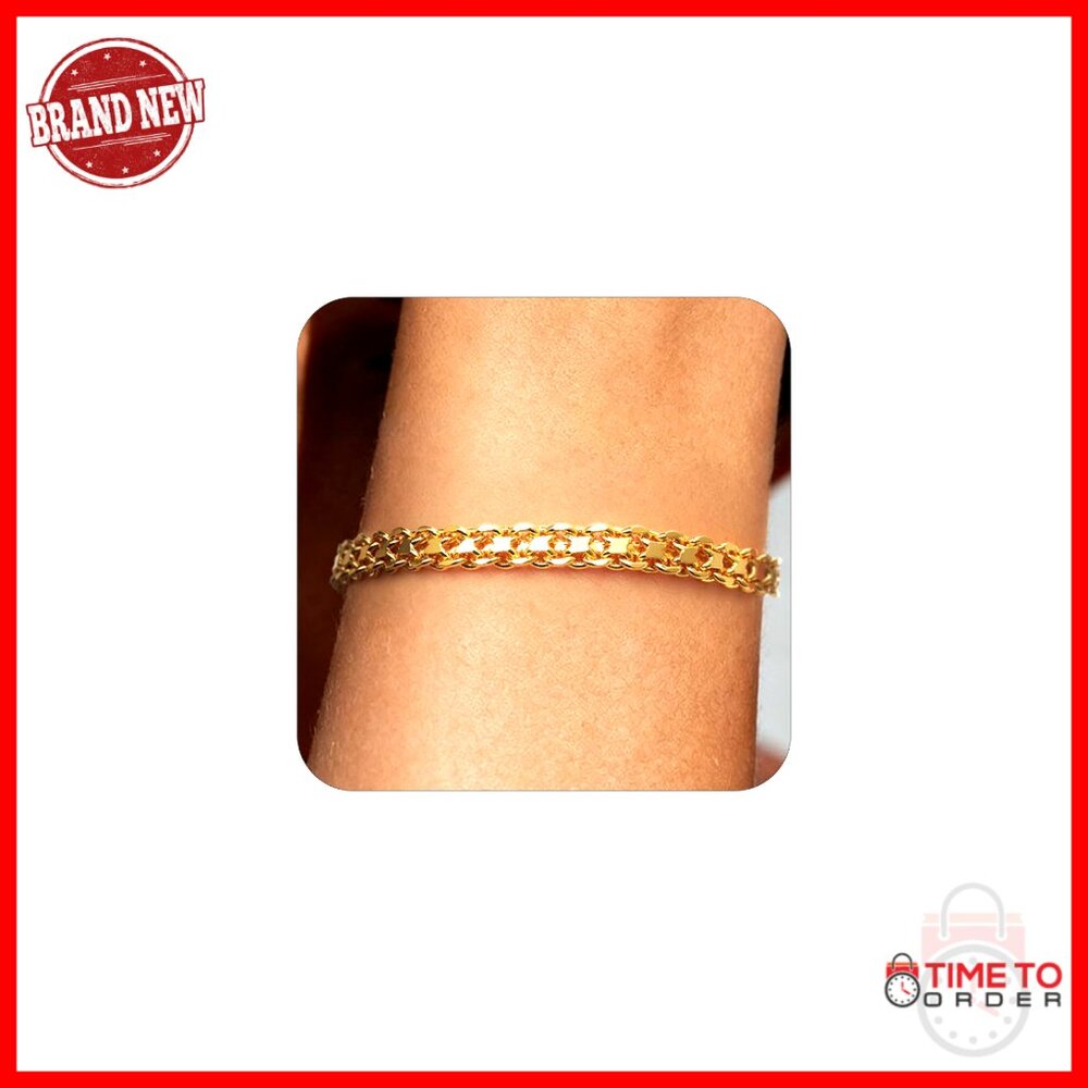 Gold Plated Star Link Chain Bracelet Minimalist Elegant Adjustable Gift